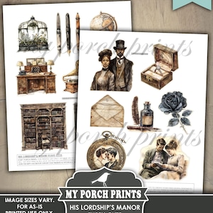 His Lordship's Manor Fussy Cuts, Junk Journal, Vintage, Cricut, Victorian, Men, BuJo, Stickers, Printable, My Porch Prints, Digital Download image 7