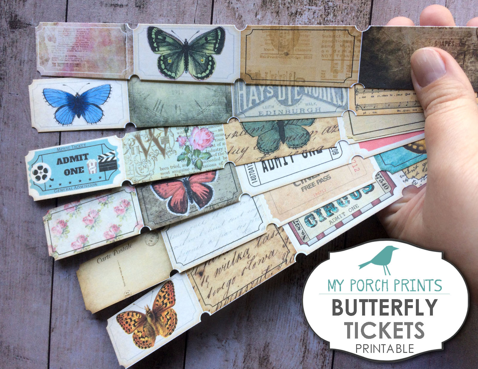 butterfly tickets printable ephemera junk journal kit etsy denmark