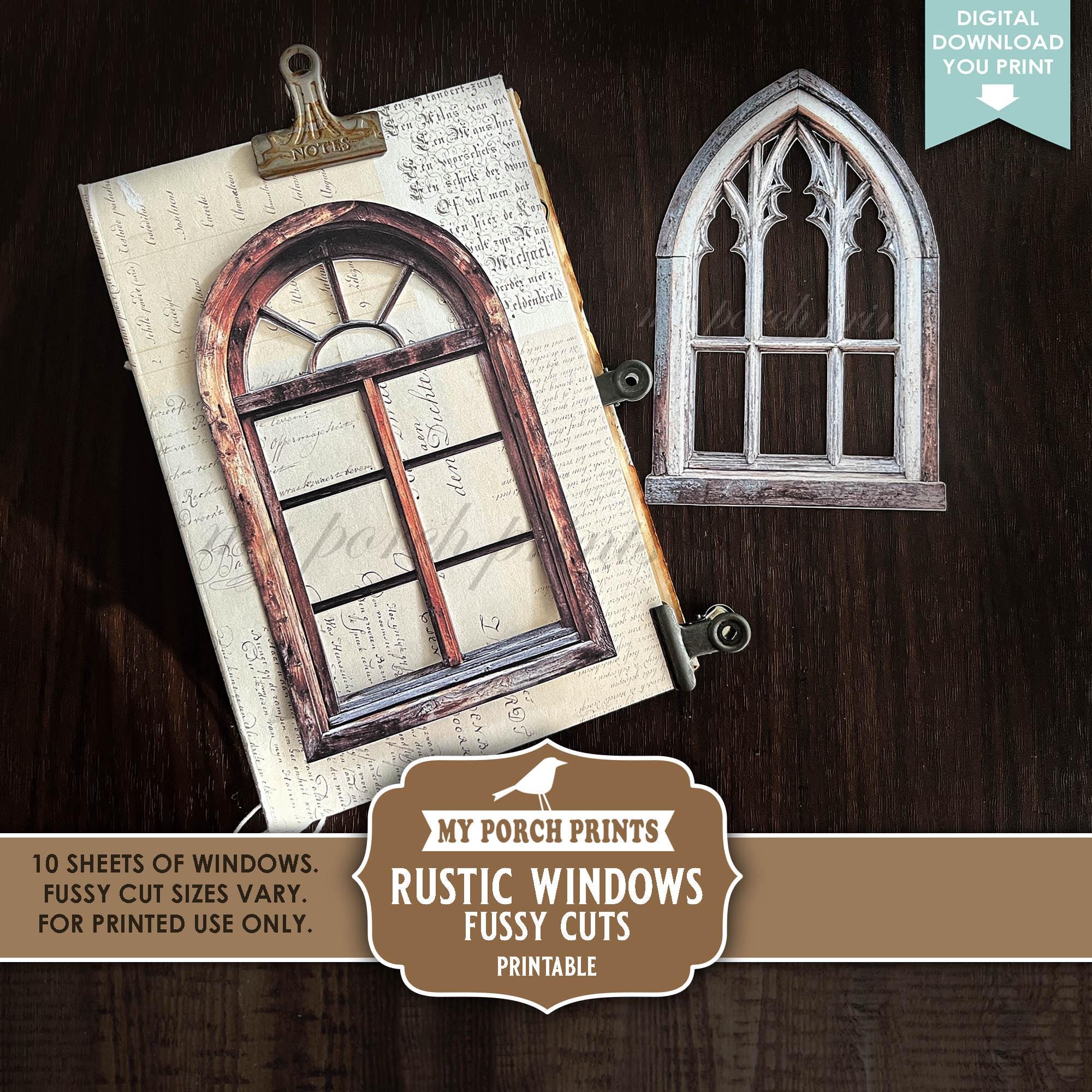 Window Paper Cutouts Rustic Windows FUSSY CUTS, Junk Journal Window Shapes Cutouts Kit ...