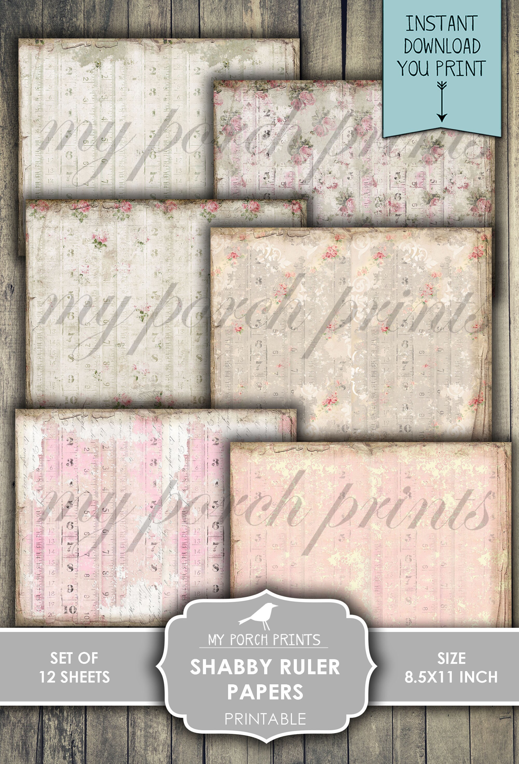 Pink Ruler Print Paper Junk Journal, Shabby, Pink, Ruler, Paper, Printable, Valentines Day ...