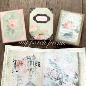 Mini Book, Faded Roses, Junk Journal, Flower, Kit, Floral, Ephemera ...