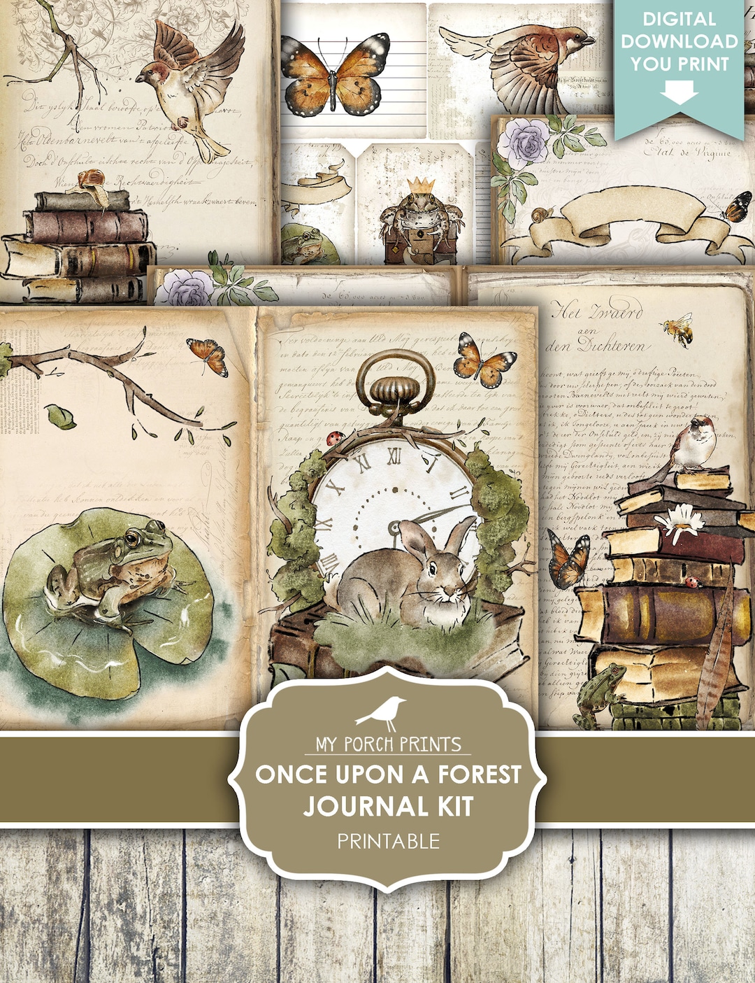 Junk Journal, Kit, Once Upon A Forest, Woodland, Fairytale, Baby, Fairy ...