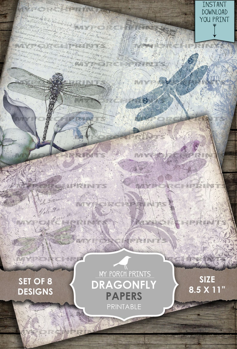 Dragonfly, Printable, Paper, Junk Journal, Kit, Download, Dragonflies ...