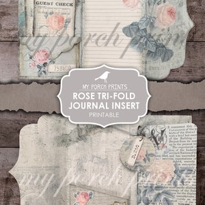 Junk Journal, Kit, Rose, Tri-Fold, Journal Insert, Ephemera, Handmade, Printable, Embellishment, Vintage, Digital, Download, My Porch Prints image 8