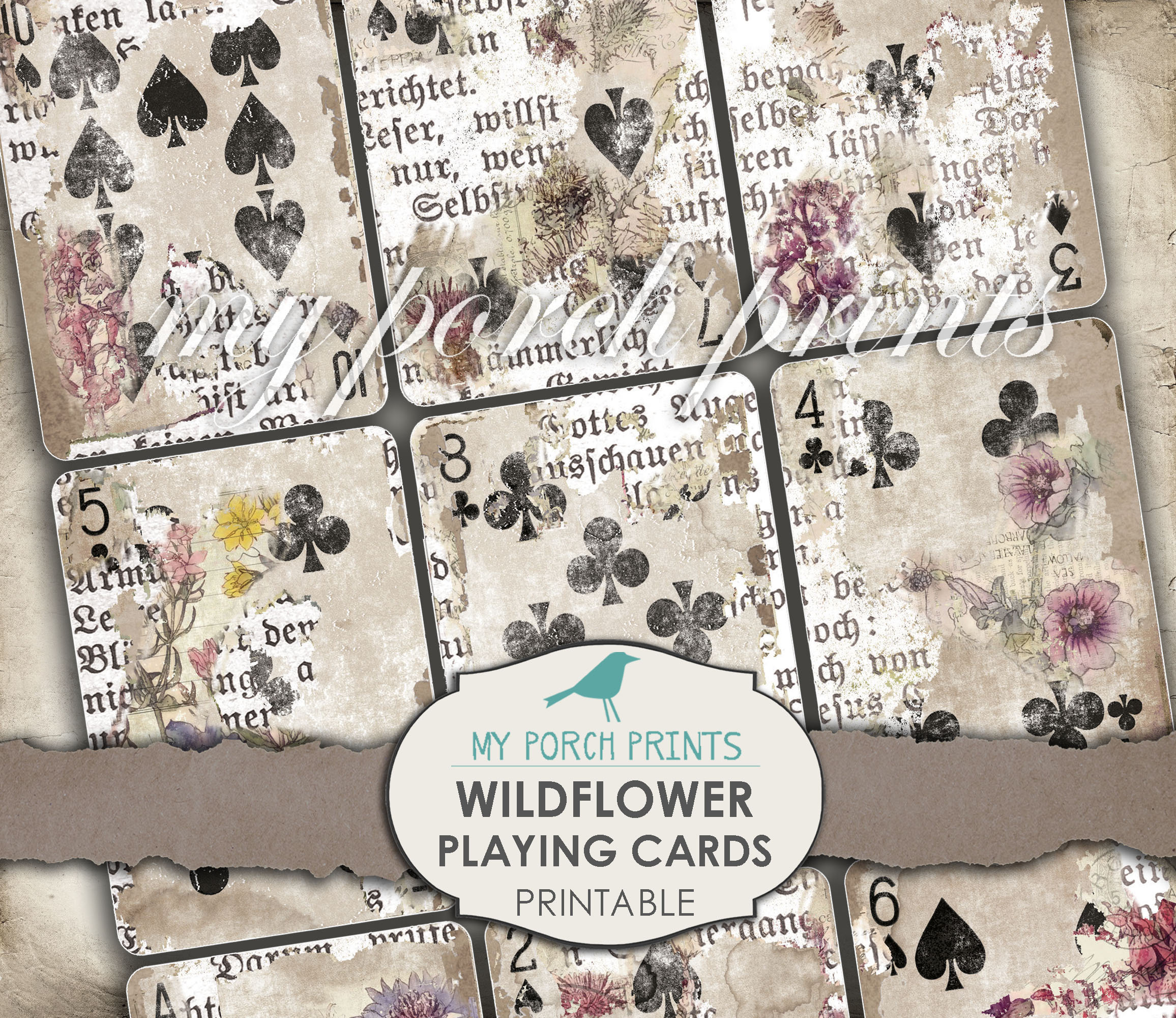 Wildflower Playing Cards Printable Junk Journal Kit - Etsy