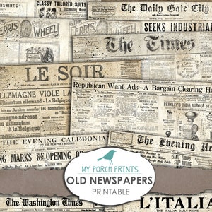 Newspaper Vintage, Newspaper Paper Pack, Printable Grunge Paper Pack,  Background Paper, Instant Download, Grunge Paper Pack, DIY Kit 001565 