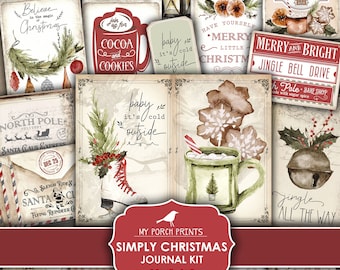 Junk Journal, Simply, Christmas, Kit, December, Red, Green Junk Journal, Simply, Christmas, Kit, December, Red, Green