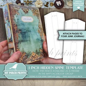 1 Inch Hidden Spine TEMPLATE for a Junk Journal, Facebook Group Freebie, Add Attach Pages, My Porch Prints Printable Digital Download