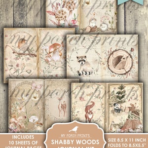 Junk Journal Kit, Shabby, Woods, Boho, Woodland, Forest, Animals, Baby ...