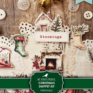 Pu&ograve; includere: Kit di ritagli di Natale stampabile con download digitale. Il kit include immagini di calze, un camino, una casa e altre decorazioni natalizie. Il kit &egrave; venduto da My Porch Prints su Etsy.