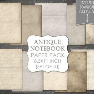 Antikes Notizbuch, Papier, Junk Journal, Neutral, bedruckbares Papier, 8,5 x 11 Zoll, Ephemera, Seite, My Prints, Digital Download