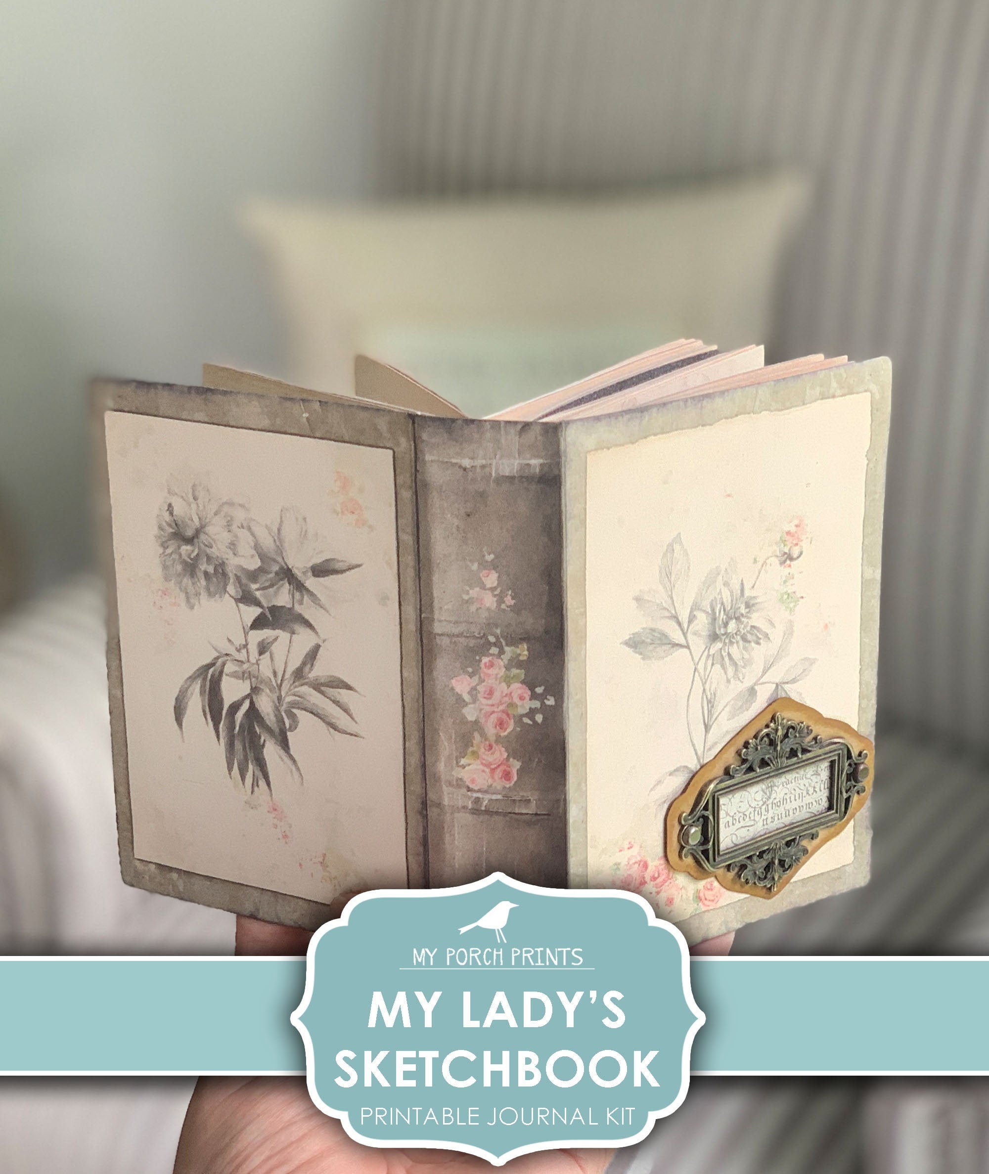 My Lady's Sketchbook Junk Journal Kit, Victorian Artist Sketch Book Art Drawings Jane Austen, Printable, My Porch Prints, Digital Download