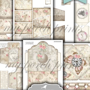 Junk Journal Kit, Shabby Steampunk, Victorian, Academia, Vintage, Pink, Feminine, Scrapbook, My Porch Prints, Printable, Digital Download image 6