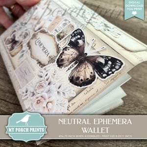 Neutral Pocket Ephemera Wallet Kit, Junk Journal, Holder, Envelope, Happy Mail, Gift, Storage, My Porch Prints, Printable, Digital Download