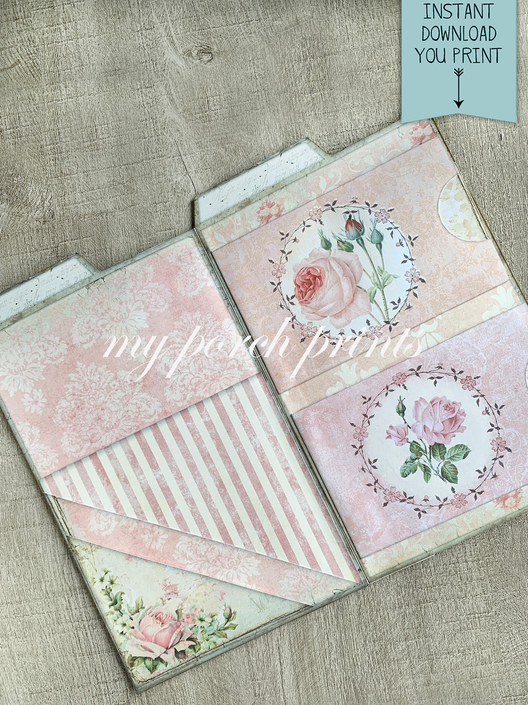 Junk Journal, Shabby Pink, Loaded Folder, Craft Kit, Ephemera, My Porch ...