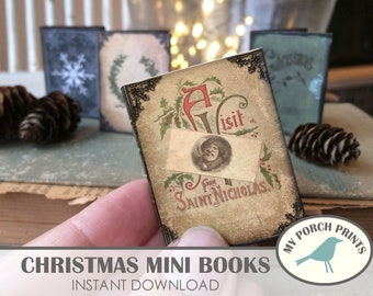 Christmas, Mini Books, Twas the Night Before Christmas, Poem, Junk Journal, Book, My Porch Prints, Printable, Ornament, Printable, Download