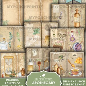 Junk Journal Kit, Apotekare, Natur, Örter, Läkning, Cottagecore, Vetenskap, Steampunk, Shabby, Min veranda-tryck, Digital nedladdning, Utskrivbar bild 4