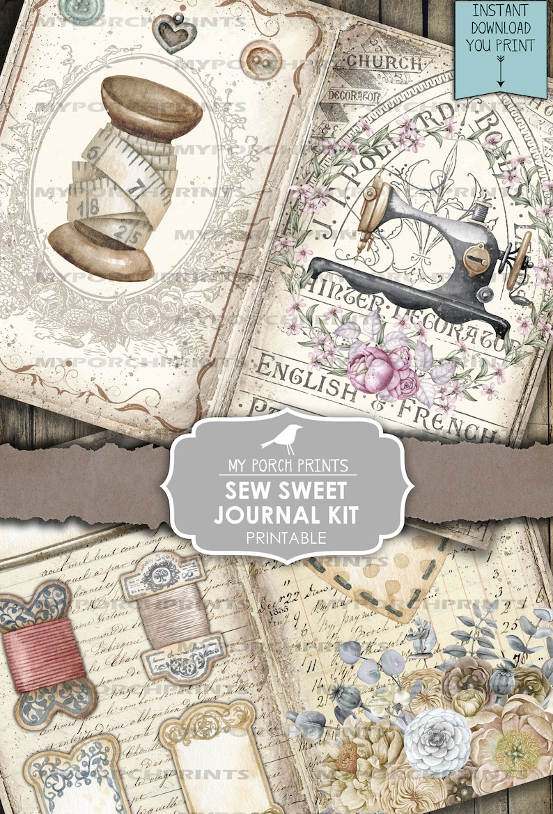 Junk Journal Kit Sew Sweet Sewing Vintage Sew Pin My Etsy