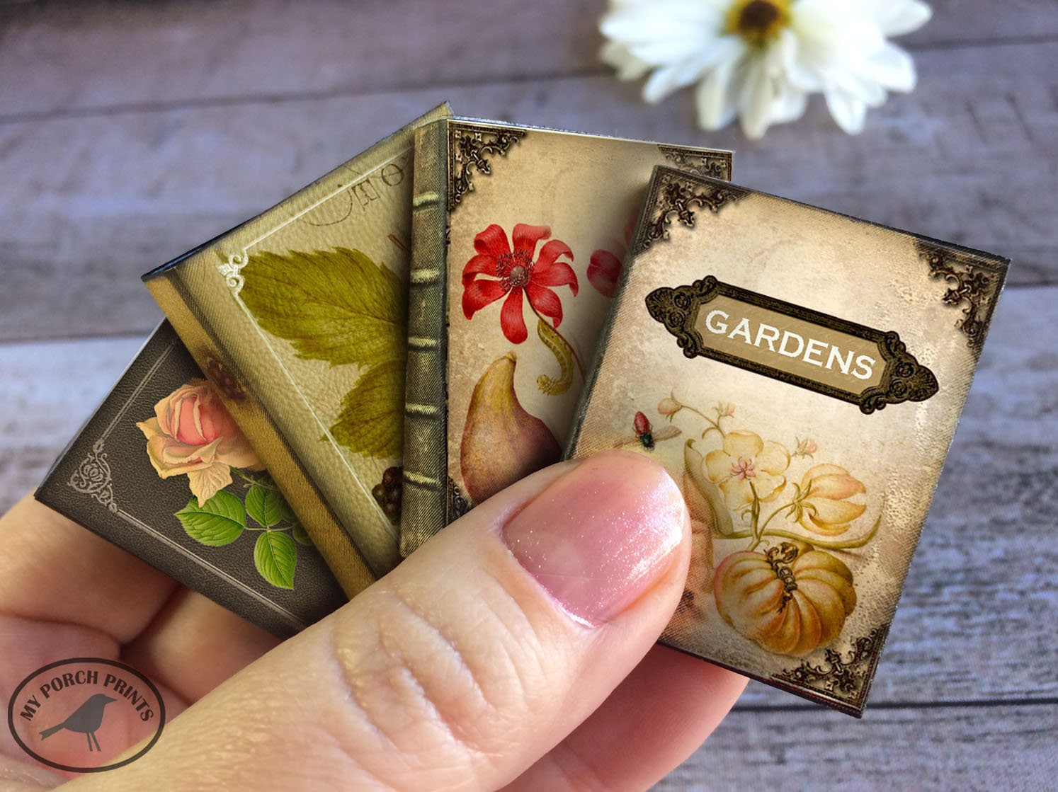 Garden Mini Books, Flowers, Rose, Mini Album, Necklace, Scrapbook
