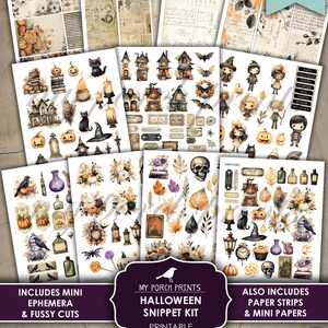 Halloween Snippet, Kit, Junk Journal, Roll, Fussy Cut, Fall, Candy, BuJo, Cricut, Planner, Printable, My Porch Prints, Digital Download image 3