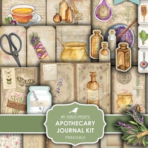 Kit de journal indésirable, apothicairerie, nature, plantes médicinales, guérison, cottagecore, science, steampunk, minable, impressions de ma véranda, téléchargement numérique, imprimable