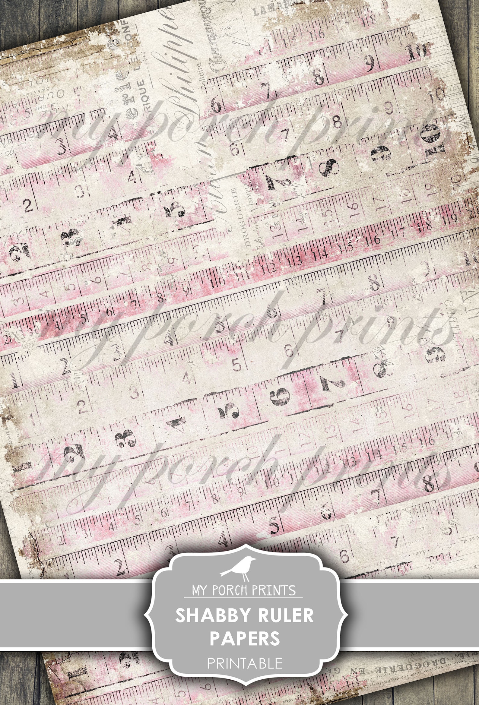 Pink Ruler Print Junk Journal, Shabby, Pink, Ruler, Paper, Printable, Valentines Day ...