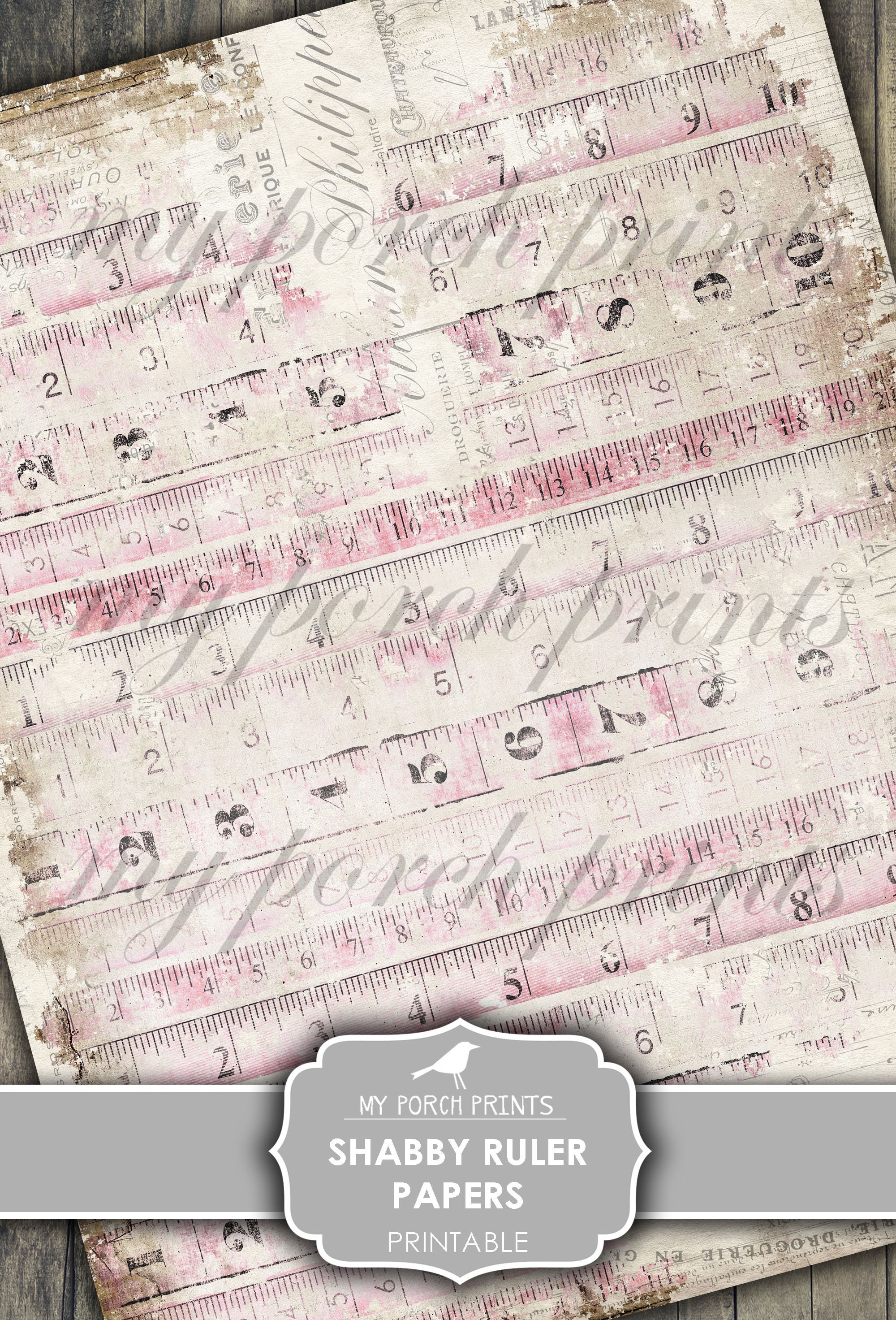 Pink Ruler Print Paper Junk Journal, Shabby, Pink, Ruler, Paper, Printable, Valentines Day ...