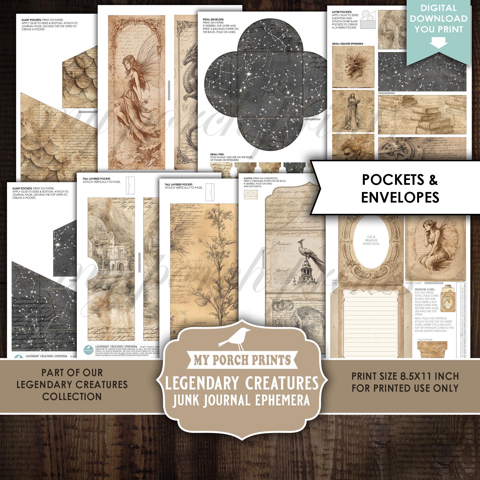 Legendary Creatures Junk Journal EPHEMERA, Kit, Magical, Neutral ...
