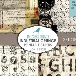 Industrieel, grunge, afdrukbare papieren, junk journal, getallen, steampunk, man, mannelijk, vintage, afdrukbaar, collageblad, digitale download afbeelding 5
