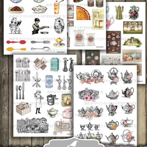 Junk Journal Ephemera, Fussy Cut, Recipe Junk Journal, Baking, Kitchen, Cooking, Tea, Retro, Printable, My Porch Prints, Digital Download image 4