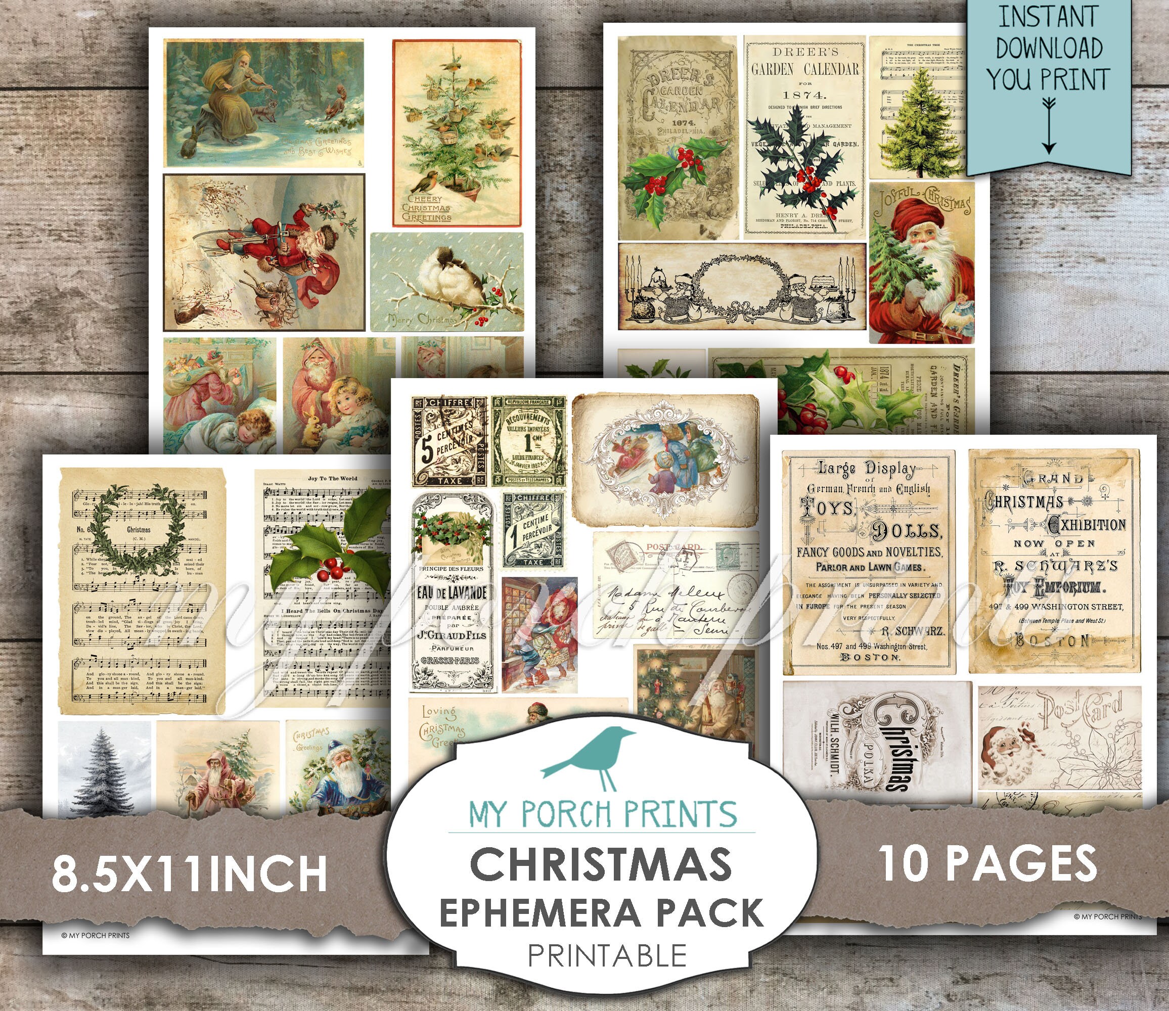 Christmas Junk Journal Digital, Christmas Junk Journal Kit, Ephemera ...