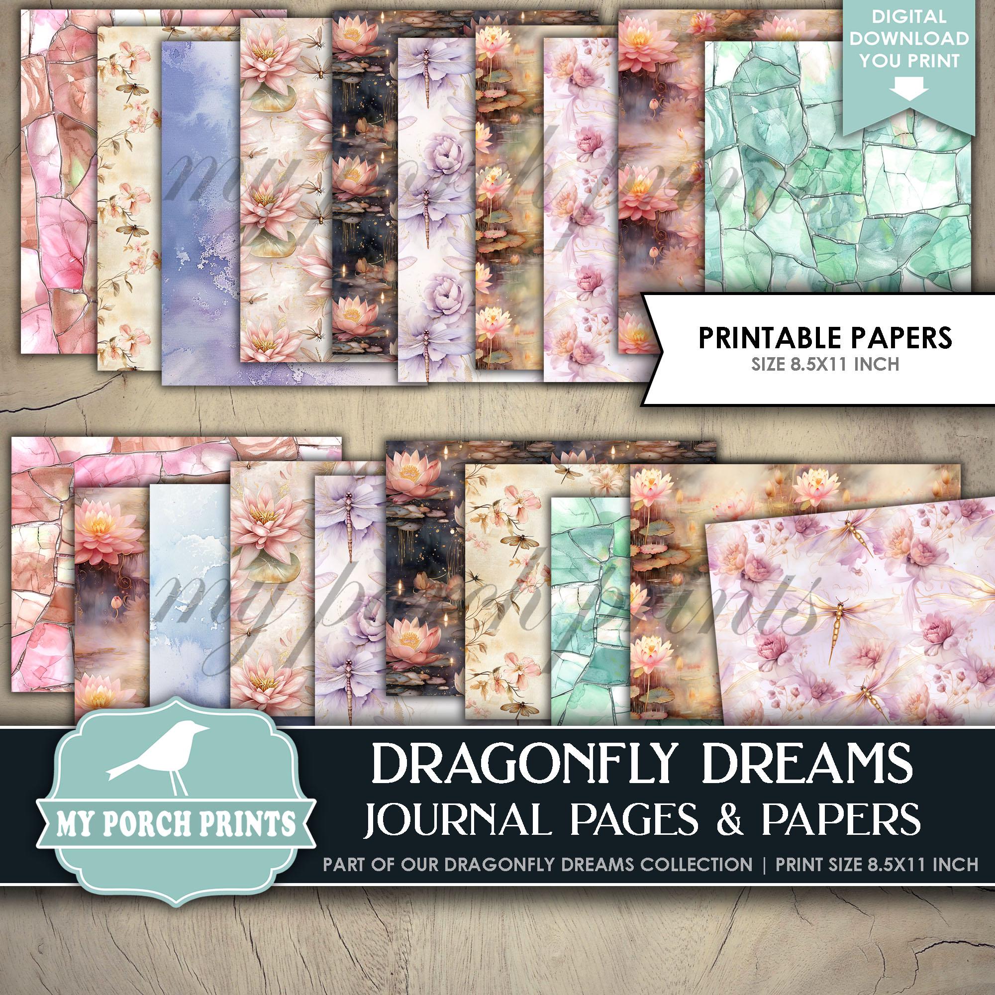 Dragonfly Dreams PAGES & PAPERS, Junk Journal Forest Fantasy Enchanted ...