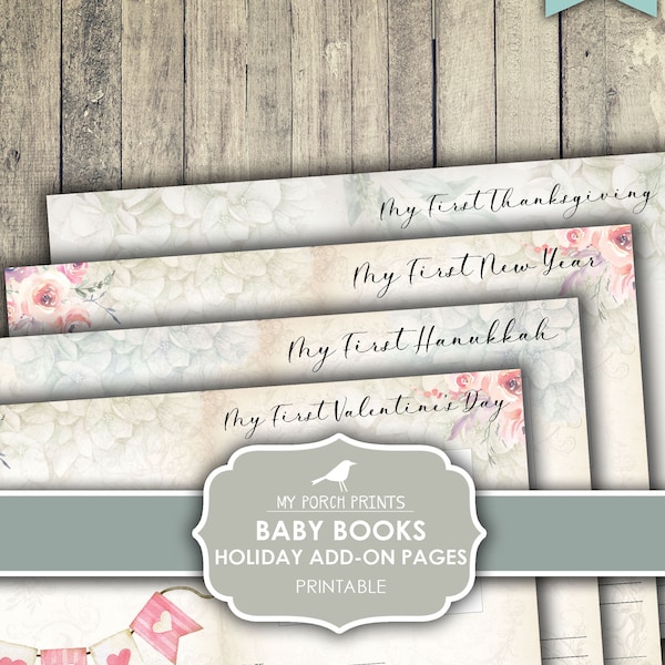 Baby, Book, Holiday, Add On, Pages, Junk Journal Kit, Girl, Boy, Memory Book, First Year, My Porch Prints, Printable, Digital Download