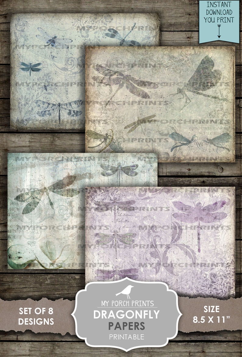 Dragonfly, Printable, Paper, Junk Journal, Kit, Download, Dragonflies ...