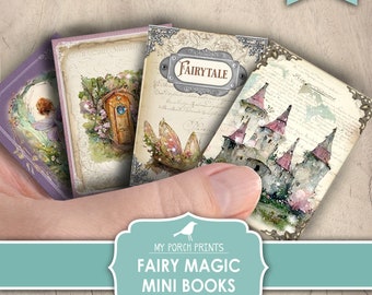 Mini Books, Fairy, Magic, Junk Journal, Book, Fairies, Kids, Gift, Miniature, Woodland, Doors, My Porch Prints, Printable, Digital Download