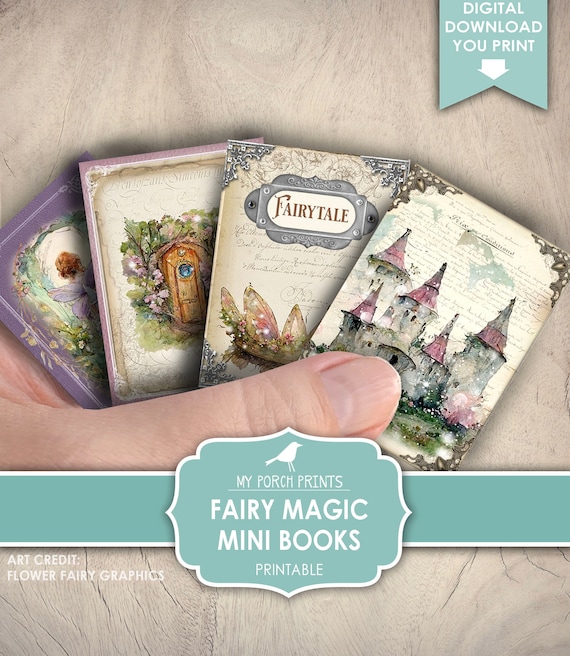 Mini Books, Fairy, Magic, Junk Journal, Book, Fairies, Kids, Gift, Miniature, Woodland, Doors, My Porch Prints, Printable, Digital Download