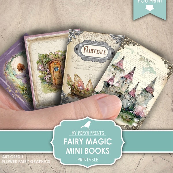 Mini Books, Fairy, Magic, Junk Journal, Book, Fairies, Kids, Gift, Miniature, Woodland, Doors, My Porch Prints, Printable, Digital Download