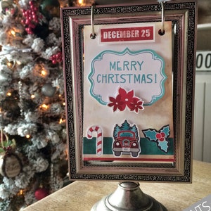 Kerstmis, aftellen, flipkaarten, adventkalender, december dagelijks, kersttags, sieraad, decoratie, plakboek, junk journal, afdrukbaar