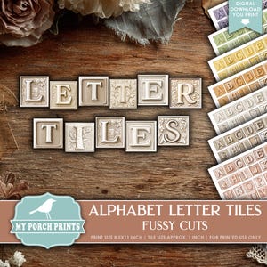 Alphabet Letter Tiles FUSSY CUTS, Junk Journal, Color, Rainbow, Letters, Words, Craft, Kit, ABC, My Porch Prints Printable Digital Download