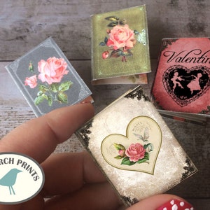 Liebe Mini Bücher, Junk Journal, Charme, Valentinstag, Geschenk für ihn, printable, Miniatur, Rosen, Valentine, Anhänger, Verschönerung, Geschenkidee