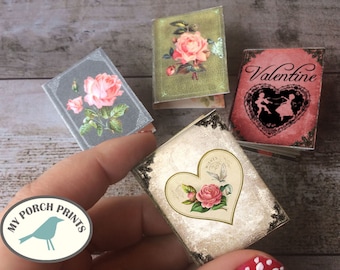 Love Mini Books, Junk Journal, Charm, Valentine's Day, Gift for him, printable, miniature,  Roses, Valentine, Tag, Embellishment, Gift Idea
