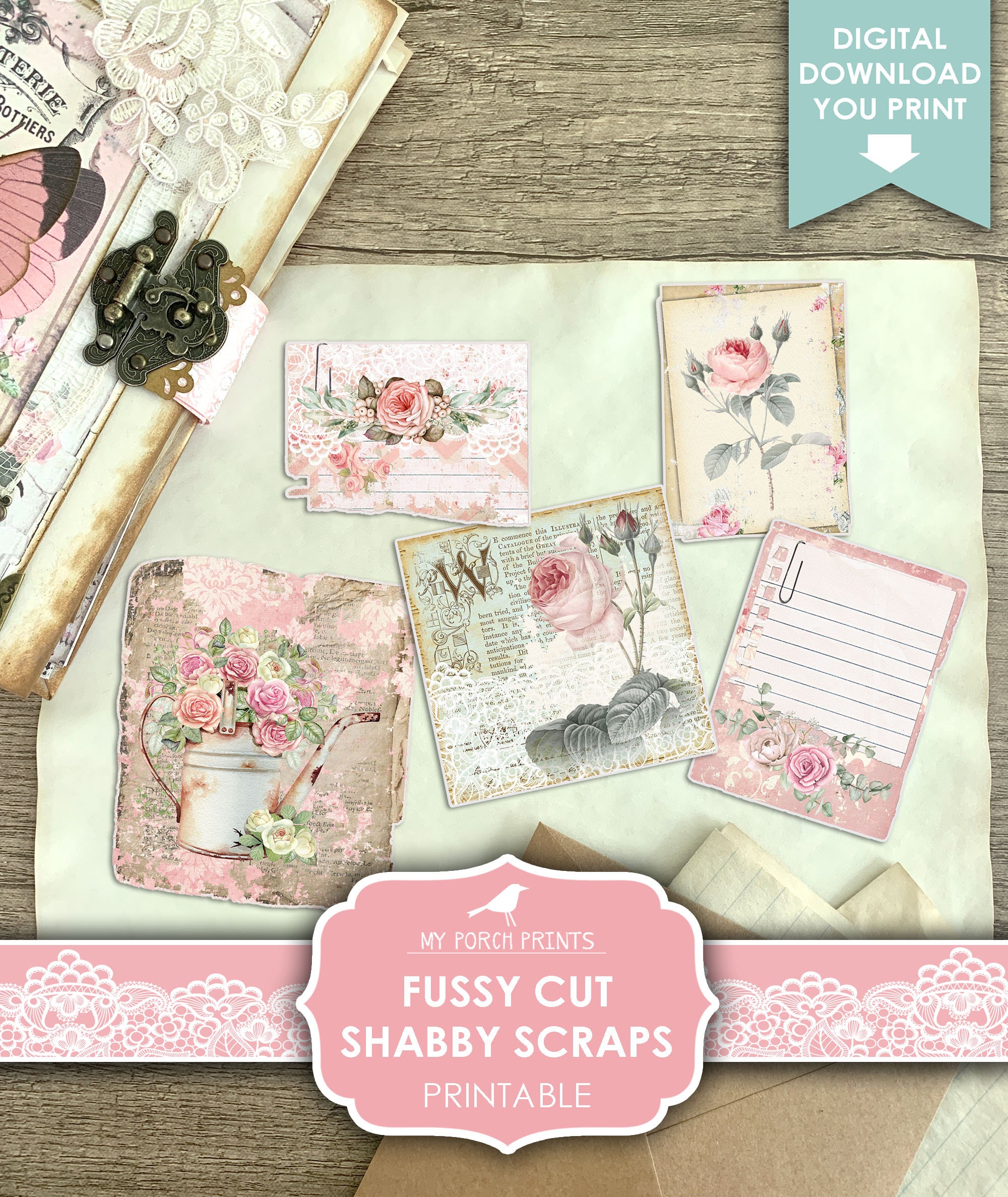 Fussy Cut Shabby Scraps Junk Journal Stickers Bullet Etsy