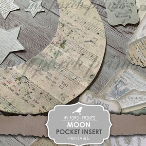 Moon, Pocket, Junk Journal, Insert, Kit, Dream Journal, Tags, Stars ...