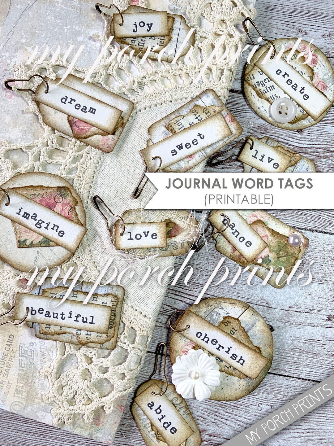 Junk Journal Embellishment Tags, Journaling Supplies Kit, Blank Notes Tags,  Journaling Tags, Scrapbooking Supplies Planner Décor 