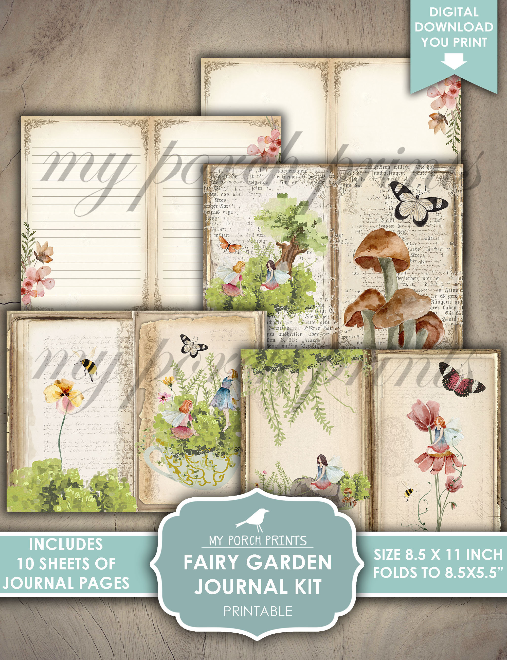 Fairy Garden Junk Journal Kit, Fairies Forest Door Cottagecore Magic ...