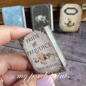 Jane Austen, livres miniatures, Orgueil et préjugés, miniature, carnet de bordel, kit de carnet de bordel, album, vintage, embellissement, breloque, livre