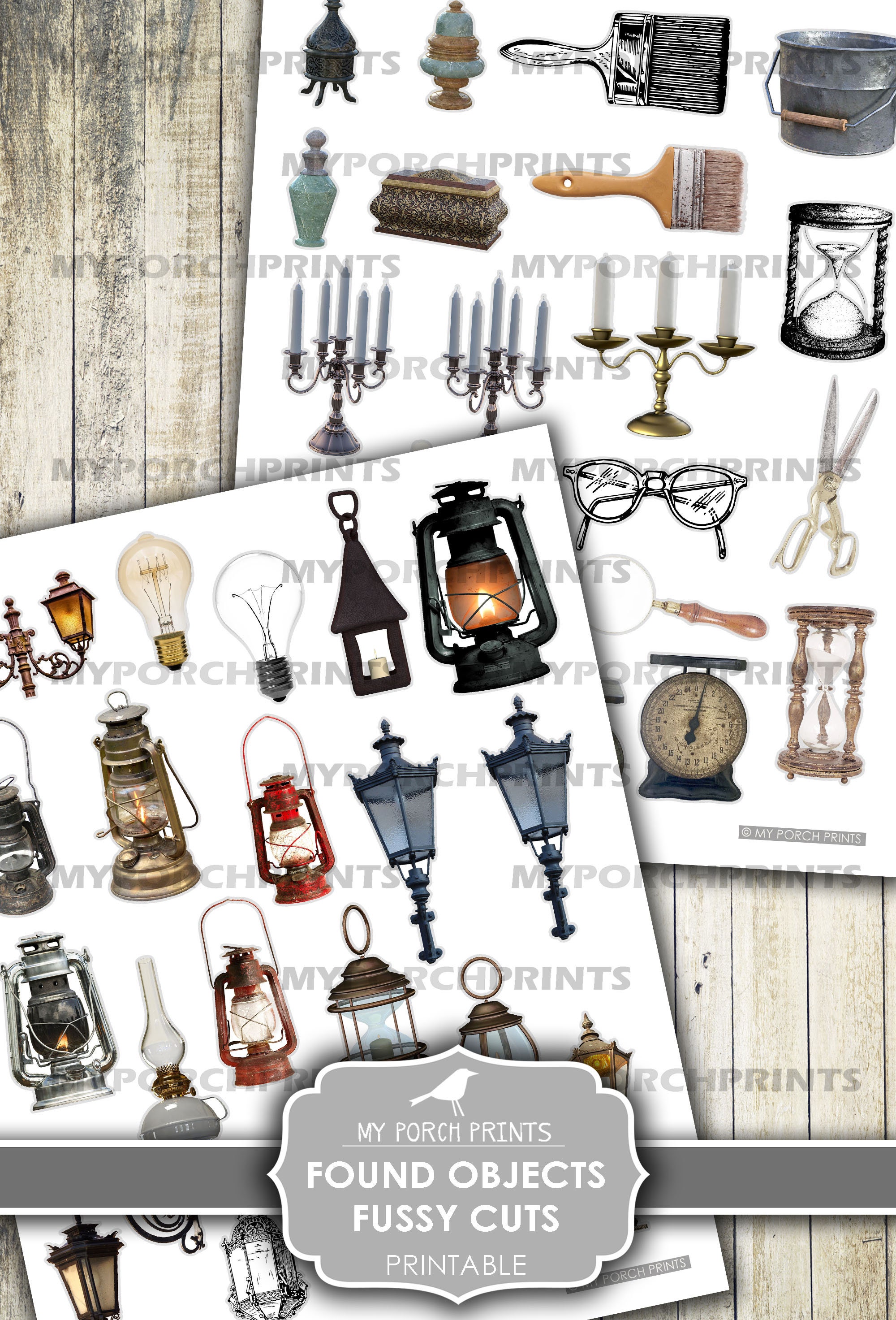 Found Object Clock Junk Journal Ephemera, Fussy Cut, Found Object, Clock, Key, Antique ...