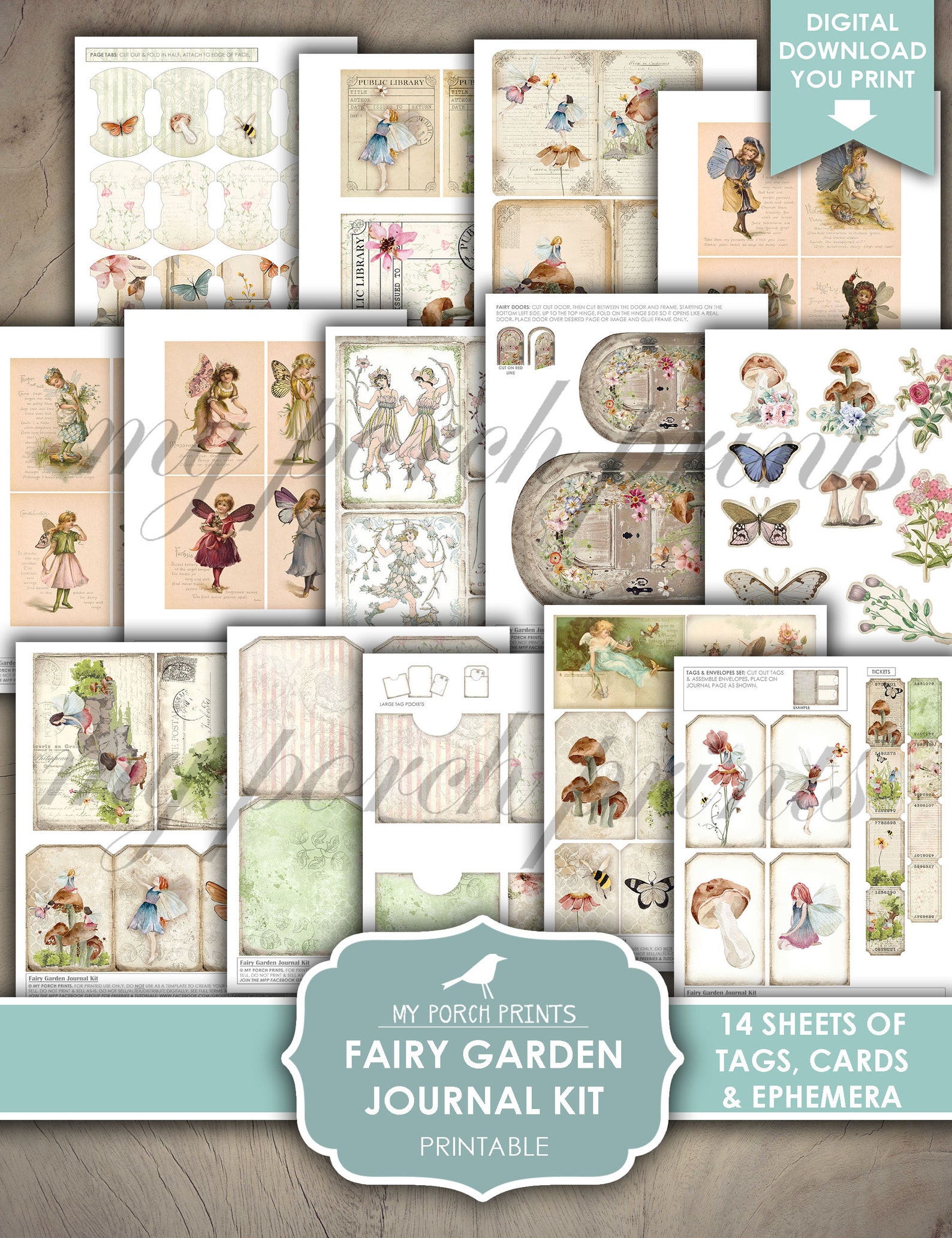 Fairy Garden Junk Journal Kit, Fairies Forest Door Cottagecore Magic ...