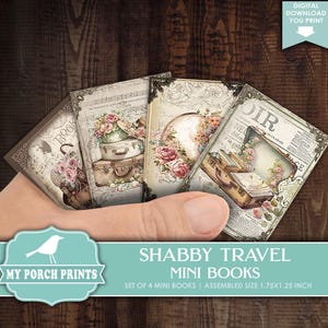 Shabby Travel Mini Books, Junk Journal, Vacation, Miniature, Book, Road Trip, Holiday, Suitcase, My Porch Prints Printable Digital Download