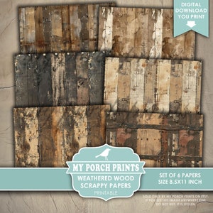 Weathered Wood Scrappy Papers, Junk Journal, Pages, Neutral, Vintage, Backing, Collage, Craft, My Porch Prints, Printable, Digital Download image 4